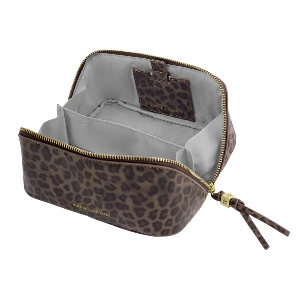 Katie Loxton Fold-Out Mirror Makeup Bag - Leopard Print