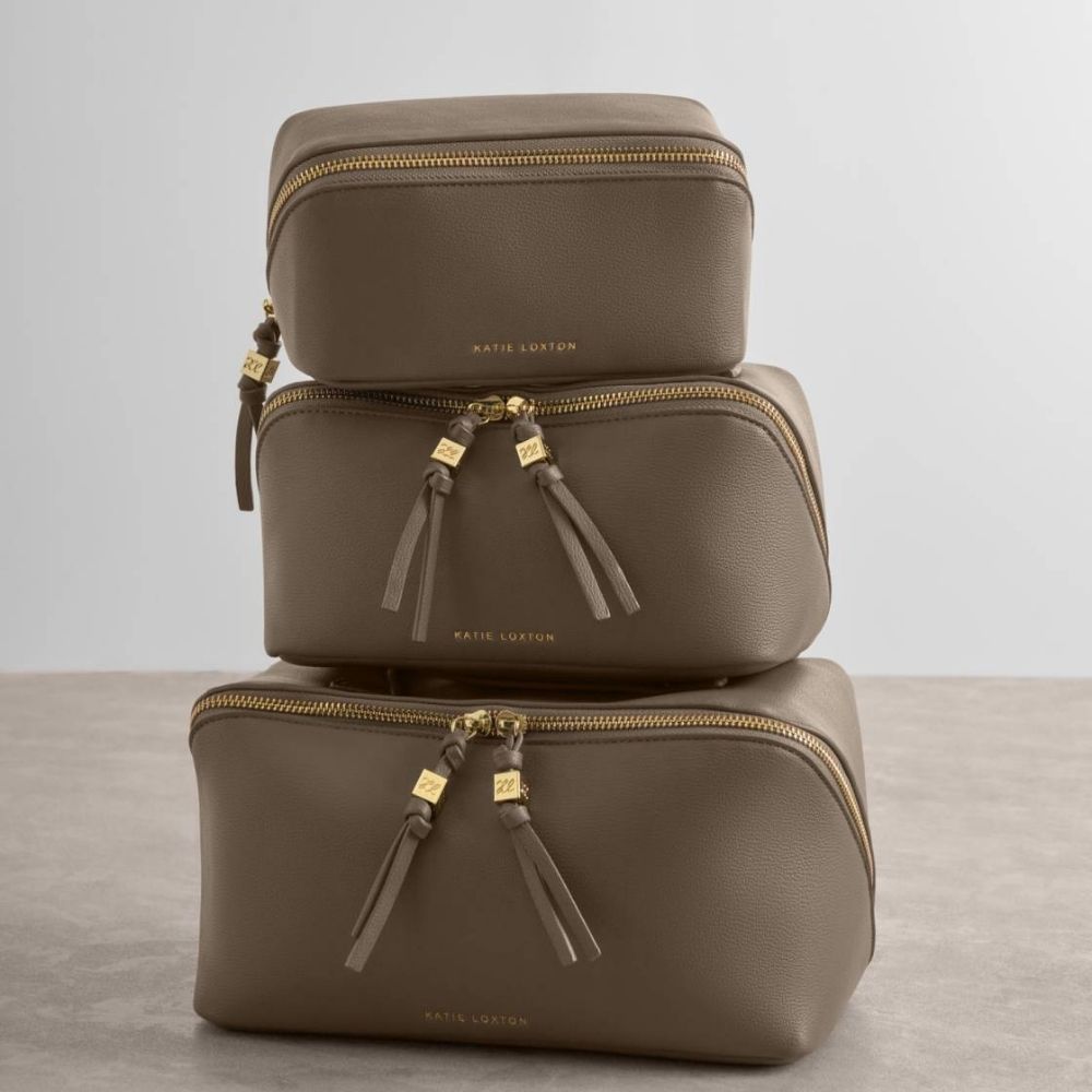 Katie Loxton Fold-Out Mirror Makeup Bag - Mink