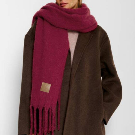 Katie Loxton Garnet Red Oversized Recycled Tassel Scarf
