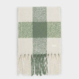Katie Loxton Graphite Green Recycled Checked Tassel Scarf
