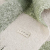 Katie Loxton Graphite Green Recycled Checked Tassel Scarf