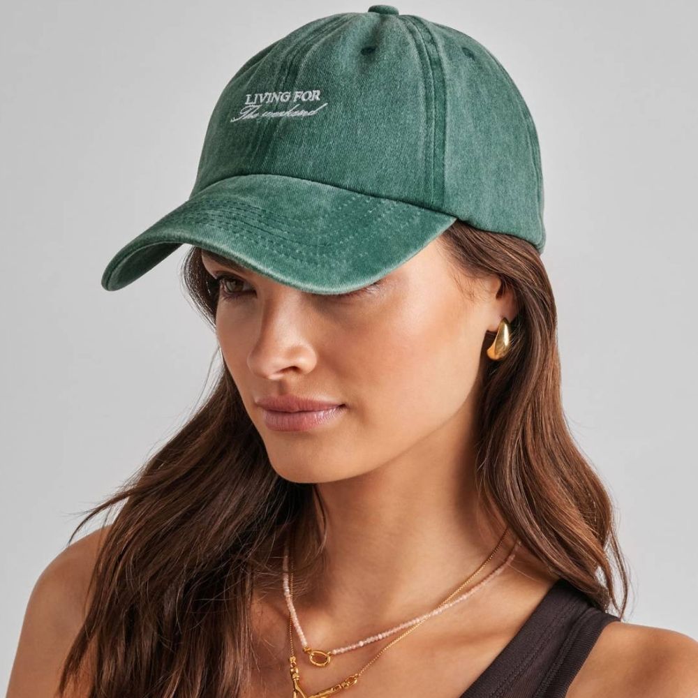 Katie Loxton Green 'Living For The Weekend' Embroidered Cap
