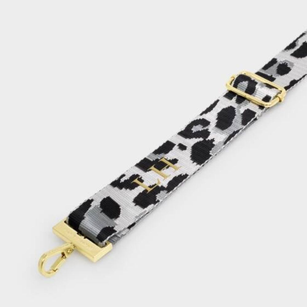 Katie Loxton Grey & Black Leopard Canvas Bag Strap