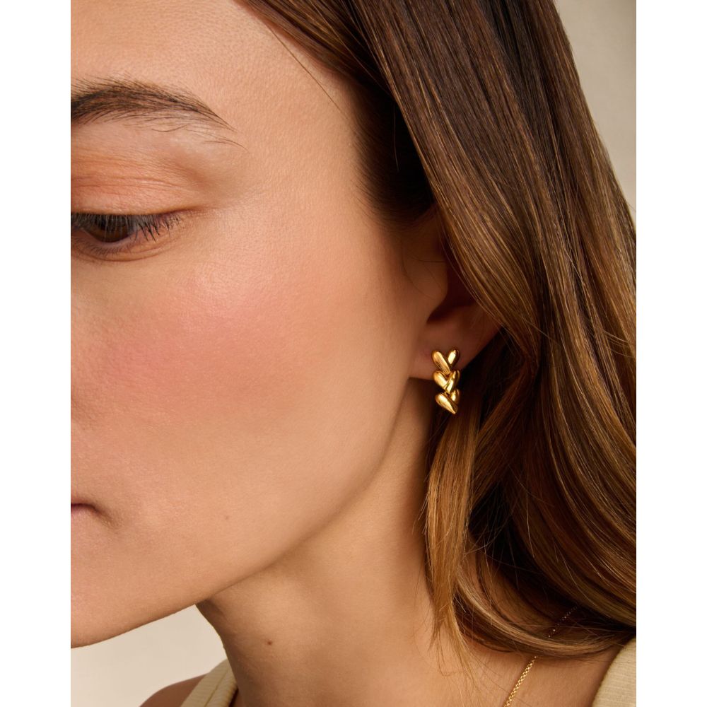 Katie Loxton Heart Link Waterproof Earrings - Gold