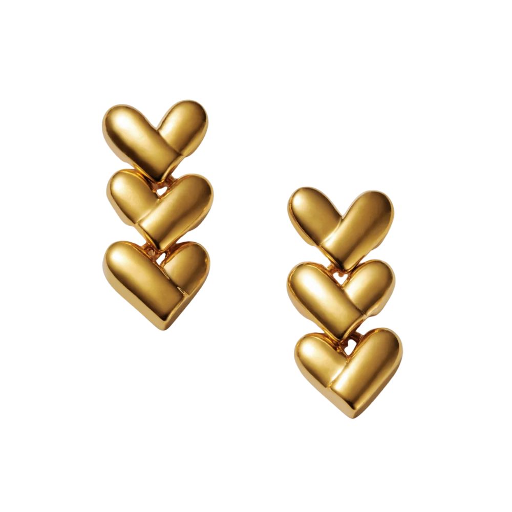 Katie Loxton Heart Link Waterproof Earrings - Gold