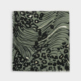 Katie Loxton Khaki, Black & Silver Abstract Animal Printed Foil Scarf