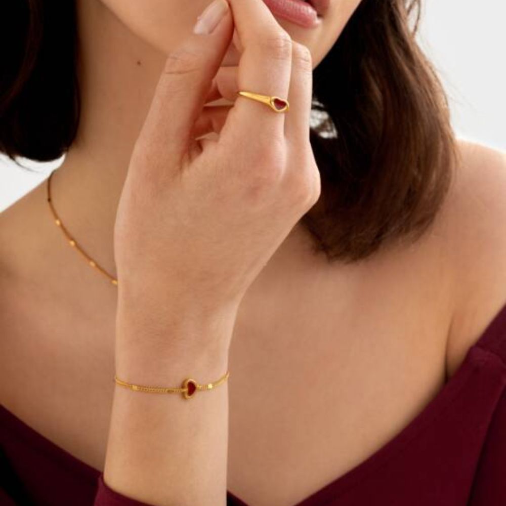 Katie Loxton Large Rouge Waterproof Gold Heart Ring