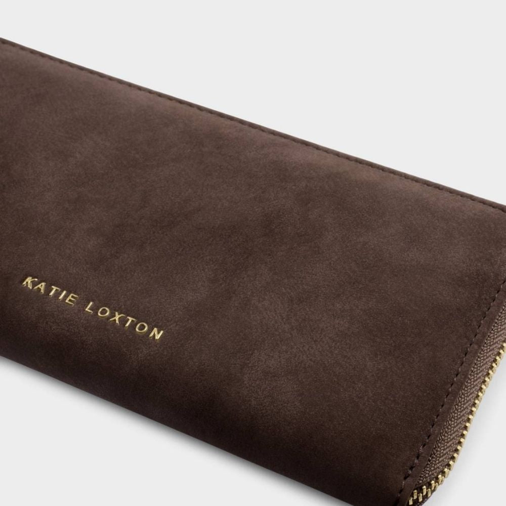 Katie Loxton Large Suedette Purse - Bitter Chocolate