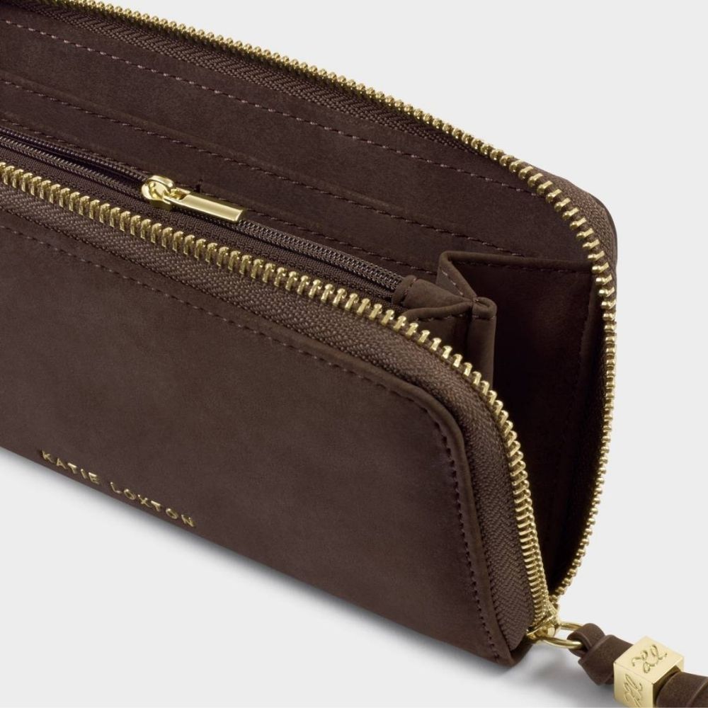 Katie Loxton Large Suedette Purse - Bitter Chocolate