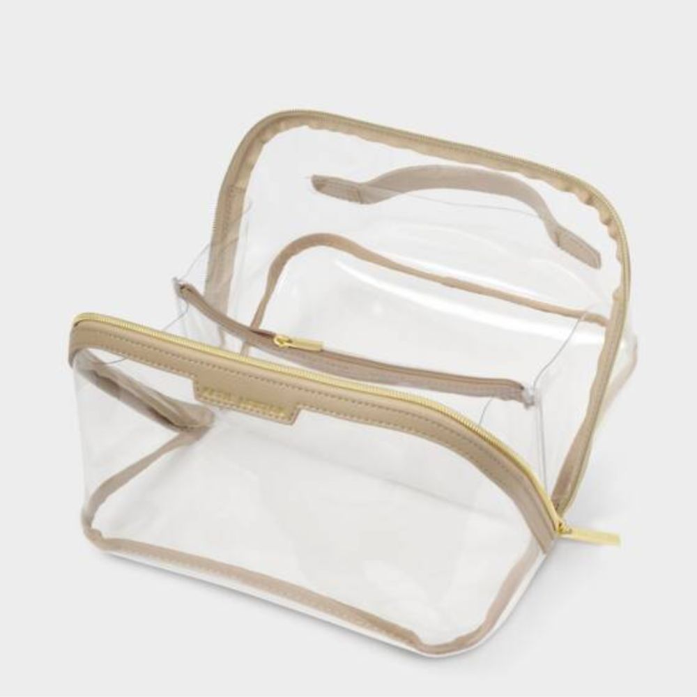Katie Loxton Light Taupe Clear Large Makeup & Wash Bag