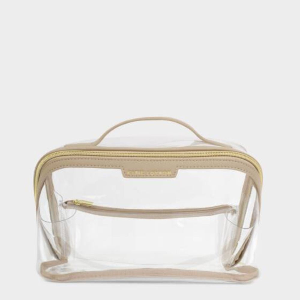 Katie Loxton Light Taupe Clear Medium Makeup & Wash Bag