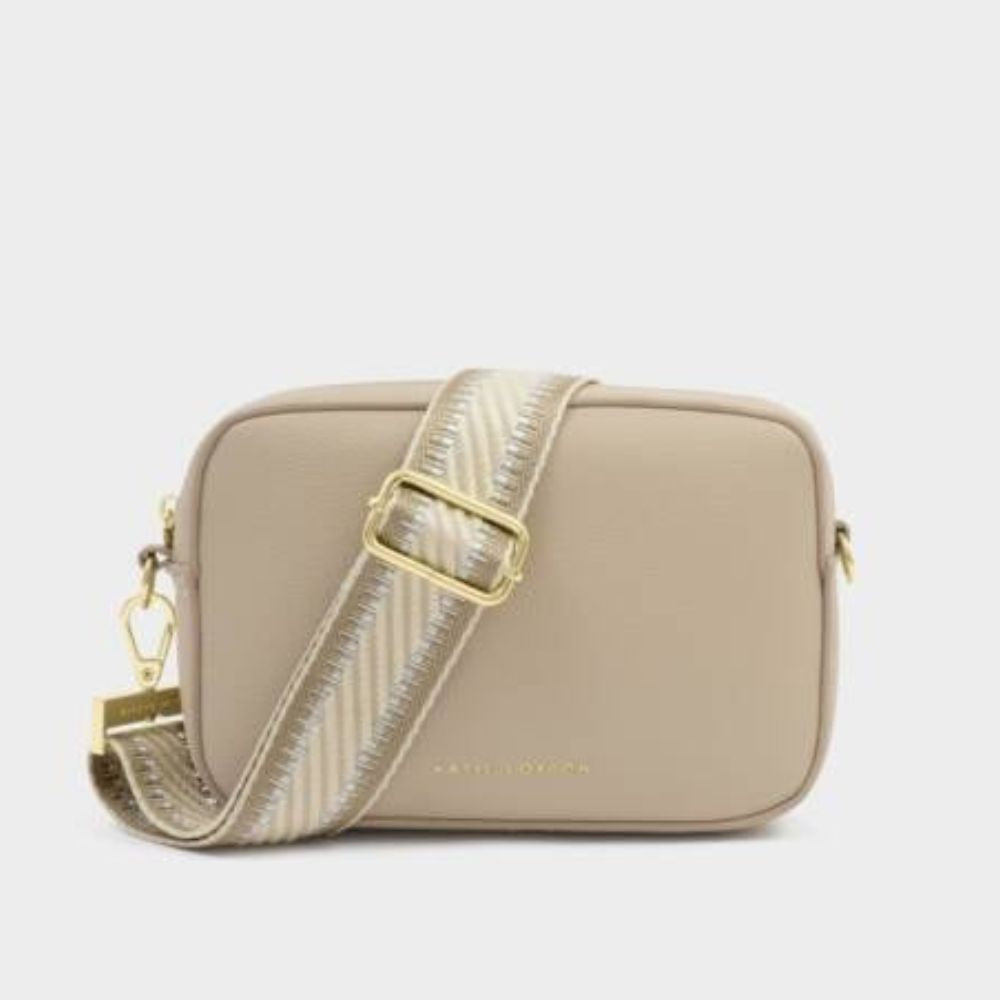 Katie Loxton Light Taupe Stitch Edge Canvas Bag Strap