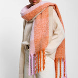 Katie Loxton Lilac & Orca Recycled Checked Tassel Scarf