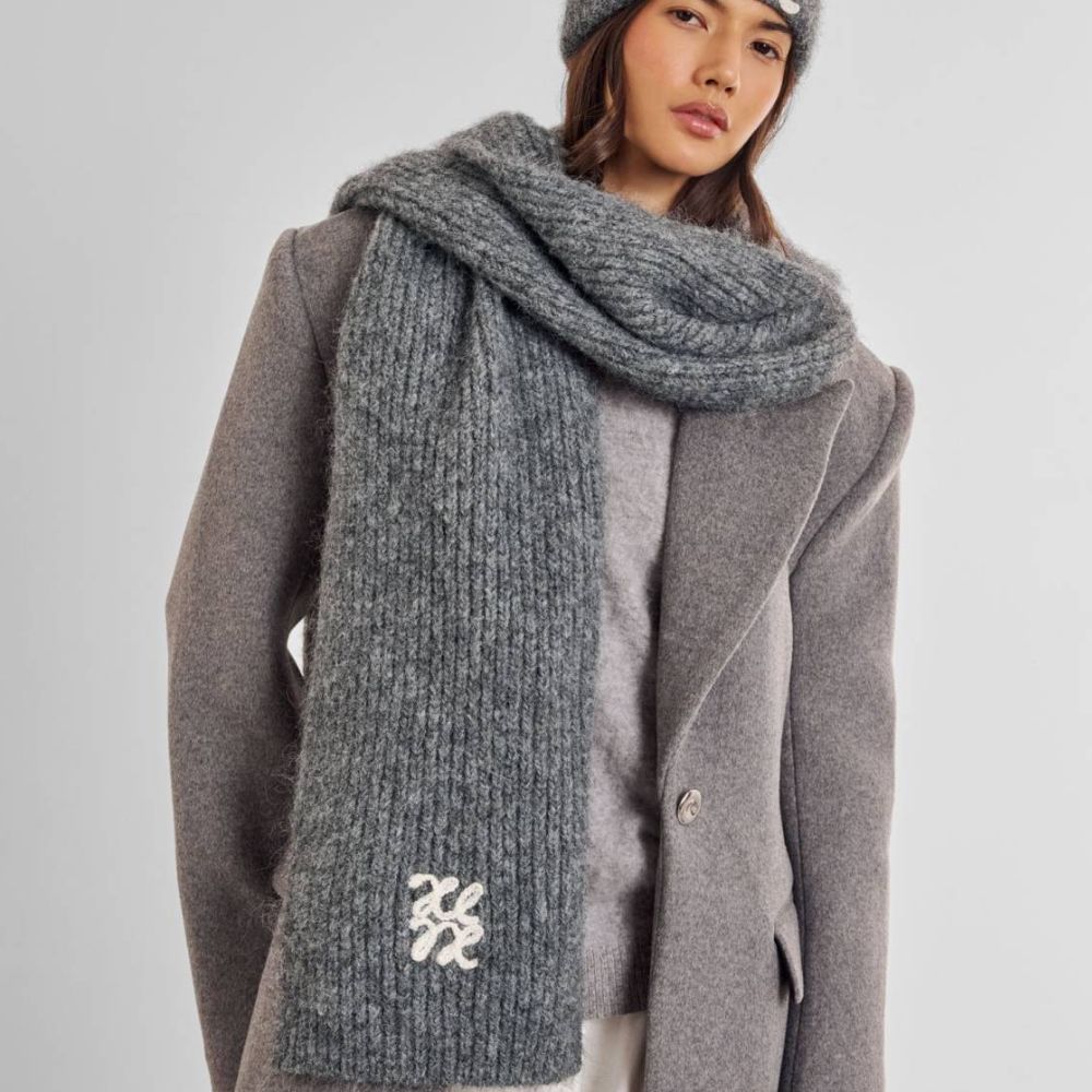 Katie Loxton Logo Appliqué Scarf - Charcoal