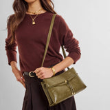 Katie Loxton Lori Patent Crackle Crossbody Bag - Deep Olive