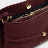 Katie Loxton Lori Suedette Crossbody Bag - Cherry