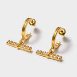 Katie Loxton Lustre Waterproof Gold T-Bar Hoop Earrings