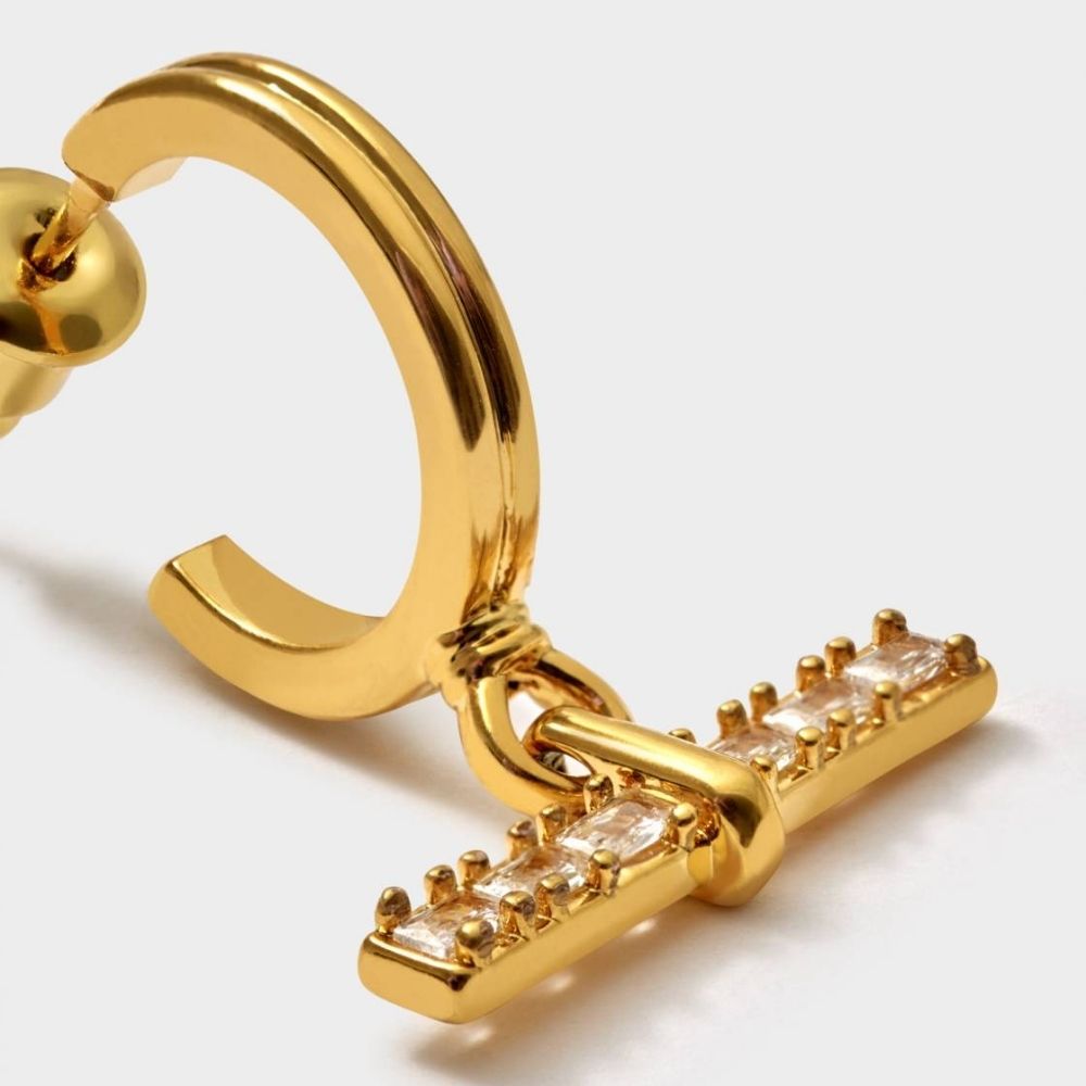 Katie Loxton Lustre Waterproof Gold T-Bar Hoop Earrings