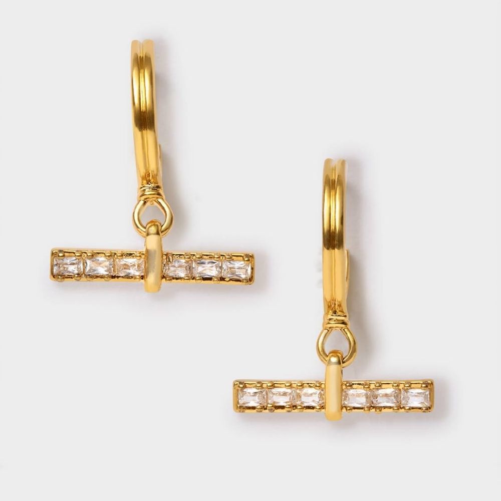 Katie Loxton Lustre Waterproof Gold T-Bar Hoop Earrings