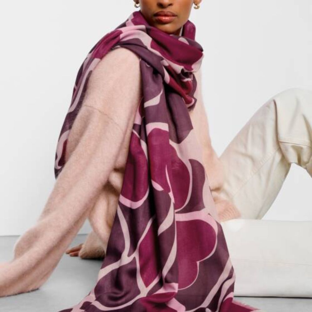 Katie Loxton Maroon Heart Printed Scarf