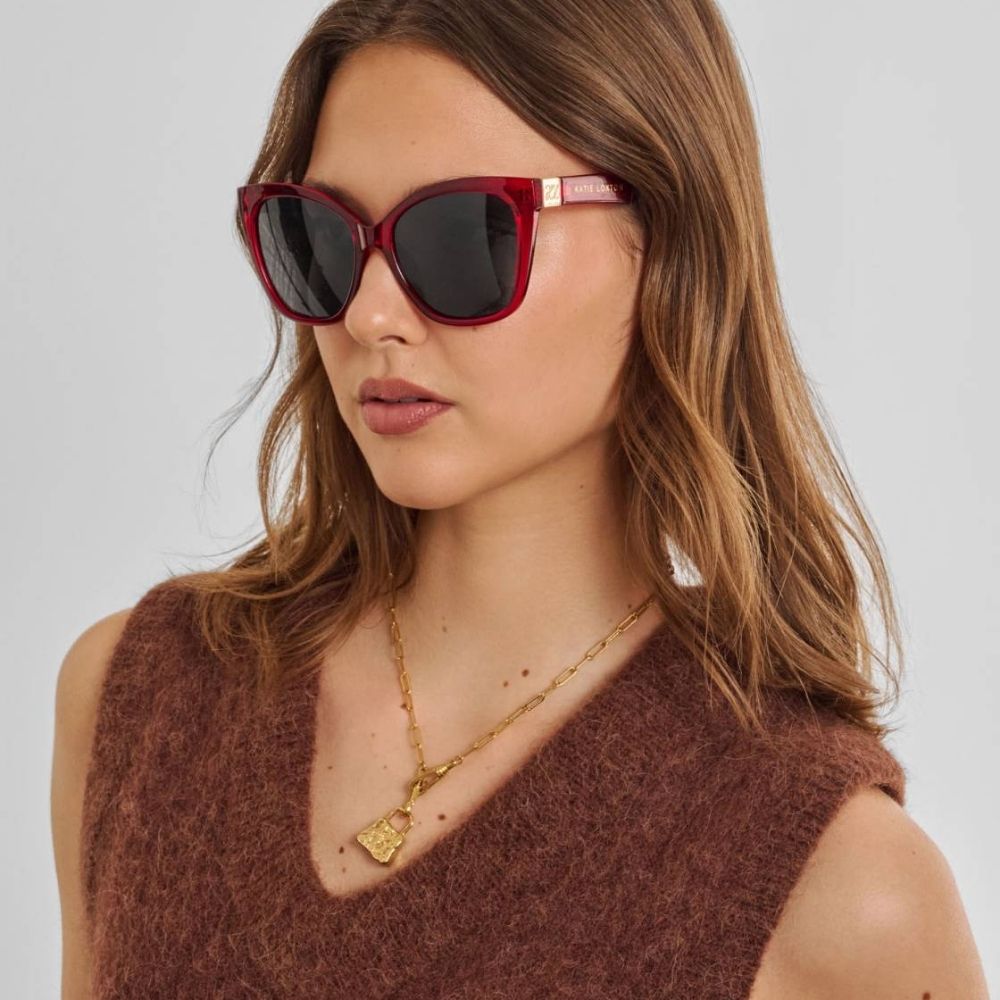 Katie Loxton Mykonos Oversized Cat-Eye Sunglasses - Dark Cherry