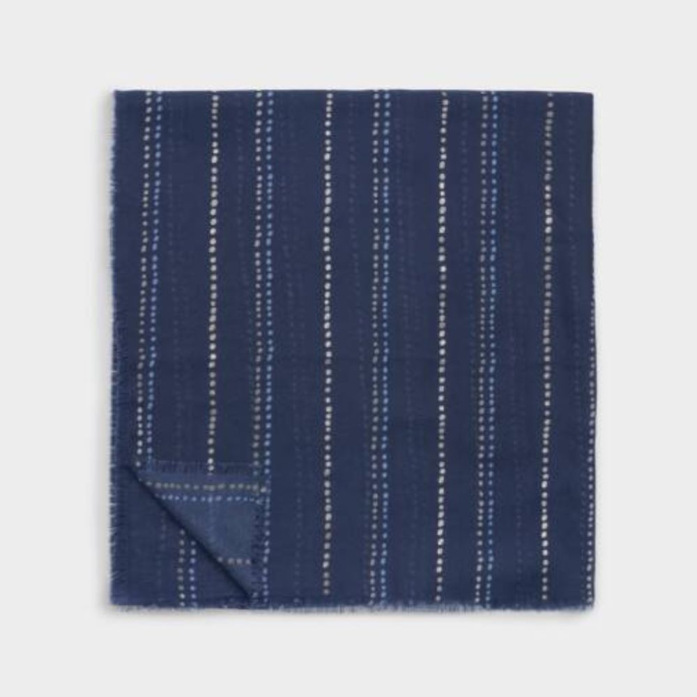 Katie Loxton Navy, Blue & Silver Dotted Stripe Printed Foil Scarf