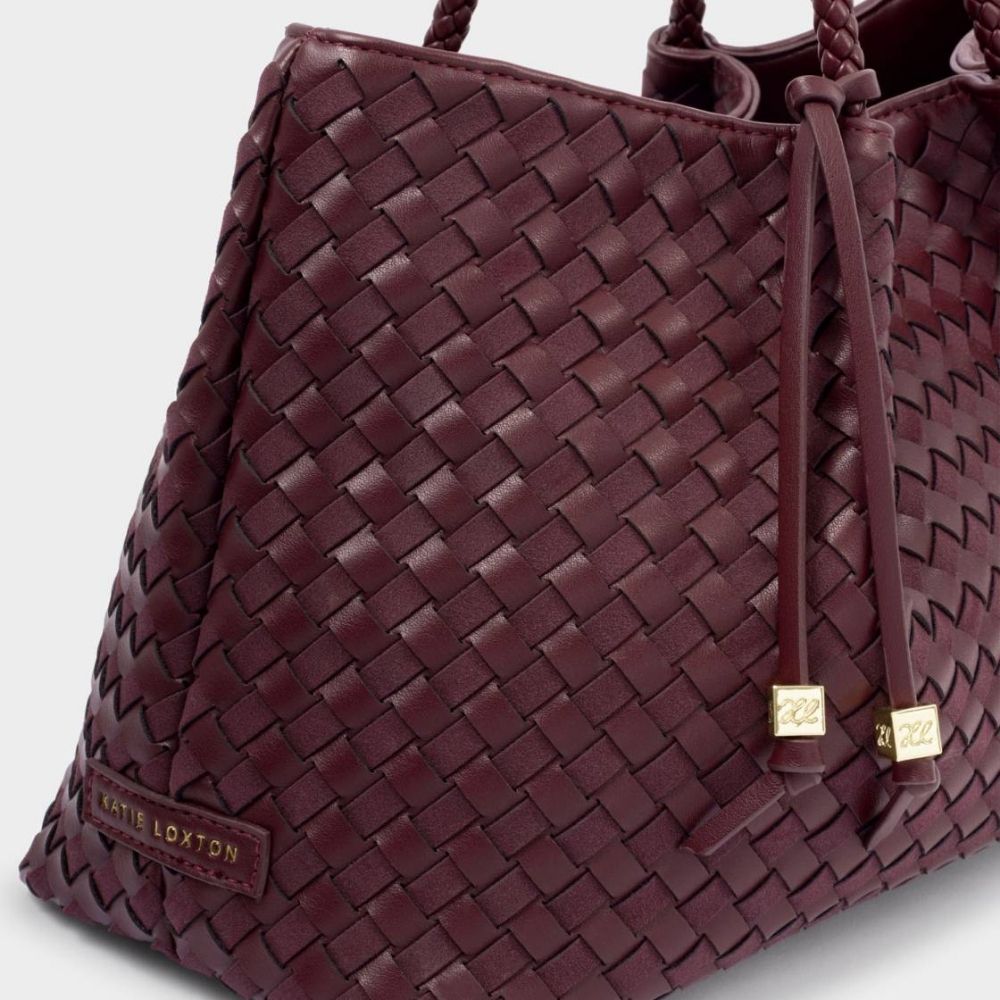 Katie Loxton Nova Hand Woven Small Shoulder Tote - Cherry