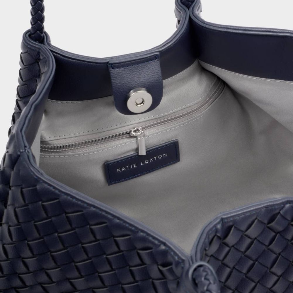 Katie Loxton Nova Hand Woven Small Shoulder Tote - Navy