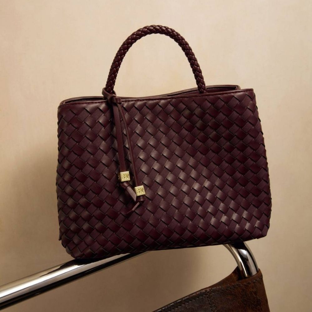 Katie Loxton Nova Hand Woven Top Handle Bag - Cherry