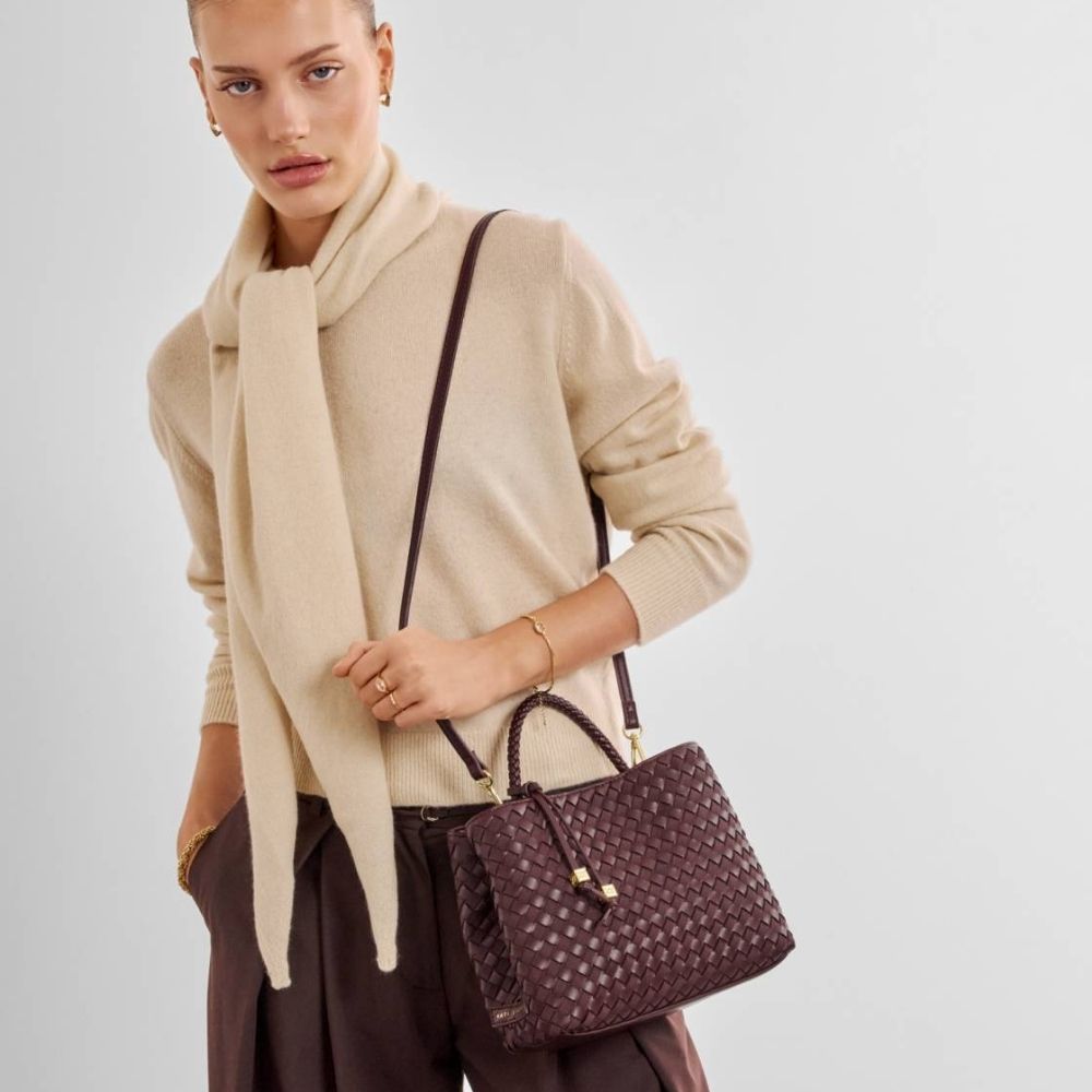 Katie Loxton Nova Hand Woven Top Handle Bag - Cherry