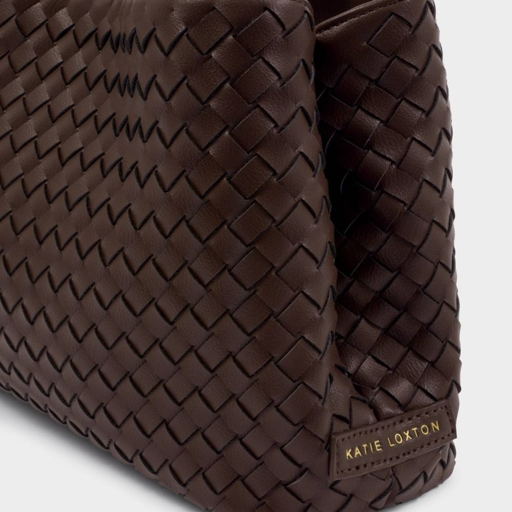 Katie Loxton Nova Hand Woven Top Handle Bag - Chocolate