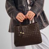 Katie Loxton Nova Hand Woven Top Handle Bag - Chocolate