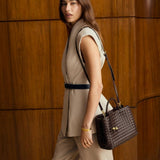 Katie Loxton Nova Hand Woven Top Handle Bag - Chocolate