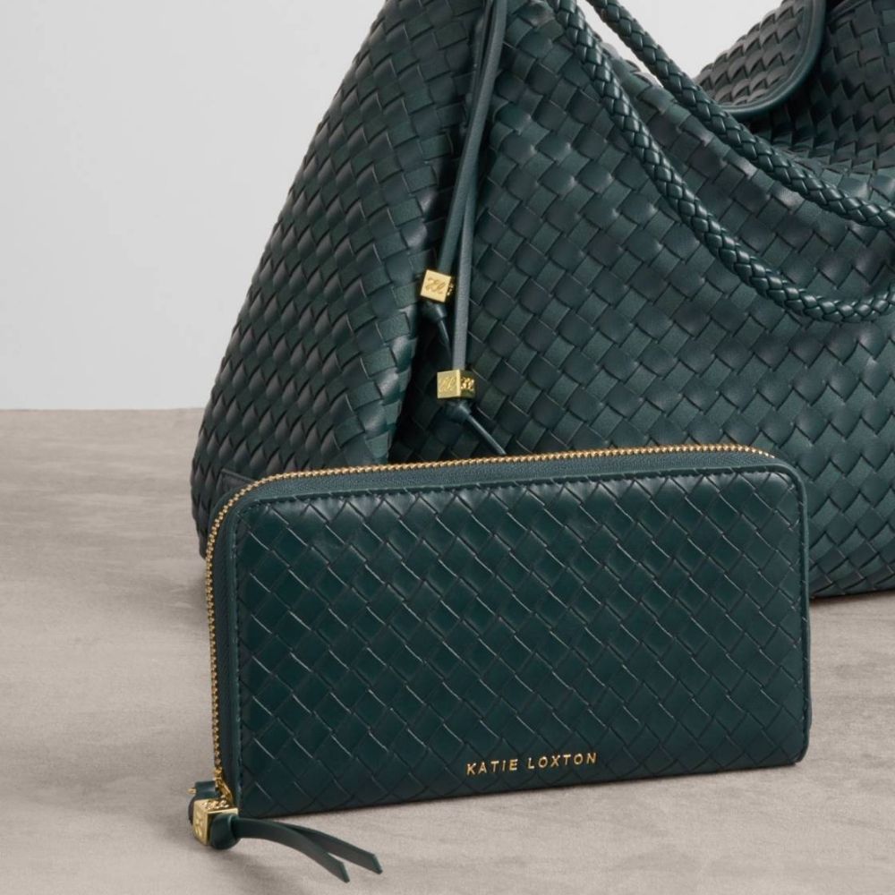 Katie Loxton Nova Woven Texture Large Purse - Deep Teal