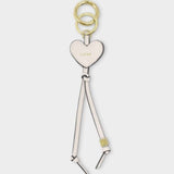 Katie Loxton Off White 'Love' Heart Bag Charm Keyring
