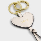 Katie Loxton Off White 'Love' Heart Bag Charm Keyring
