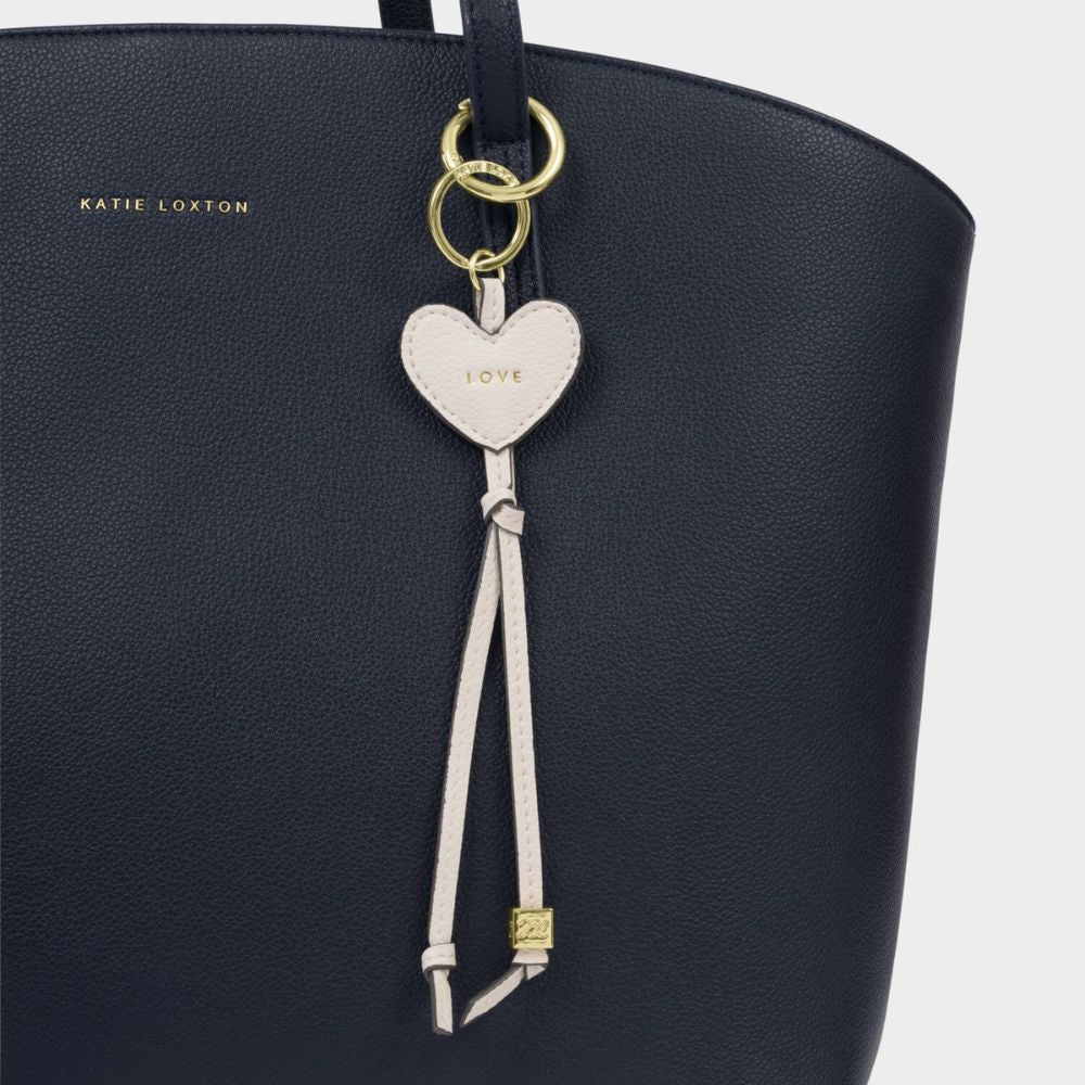 Katie Loxton Off White 'Love' Heart Bag Charm Keyring