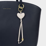 Katie Loxton Off White 'Love' Heart Bag Charm Keyring