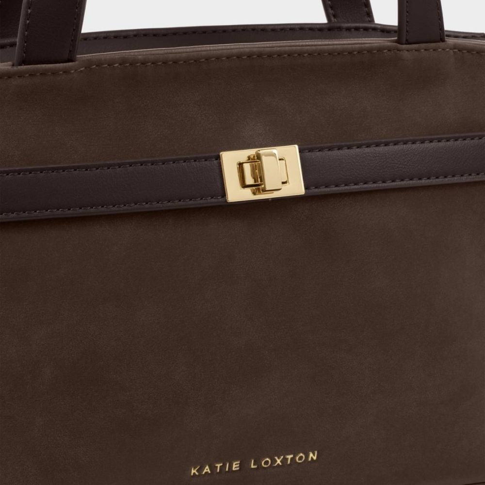 Katie Loxton Orin Top Handle Suedette Crossbody Bag - Bitter Chocolate
