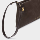 Katie Loxton Orin Twist Lock Suedette Small Shoulder Bag - Bitter Chocolate