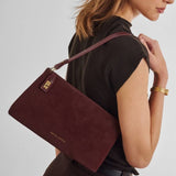 Katie Loxton Orin Twist Lock Suedette Small Shoulder Bag - Cherry