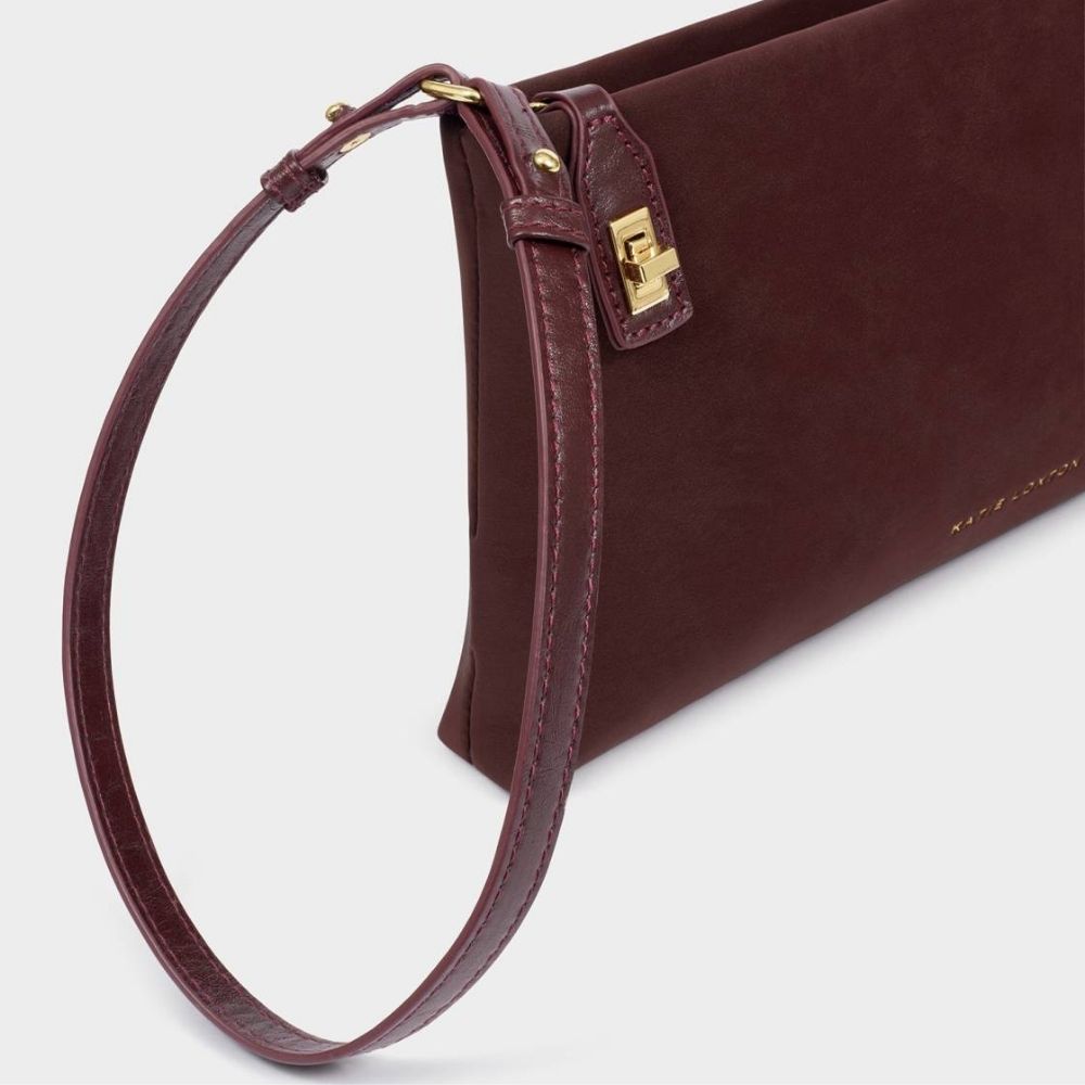 Katie Loxton Orin Twist Lock Suedette Small Shoulder Bag - Cherry
