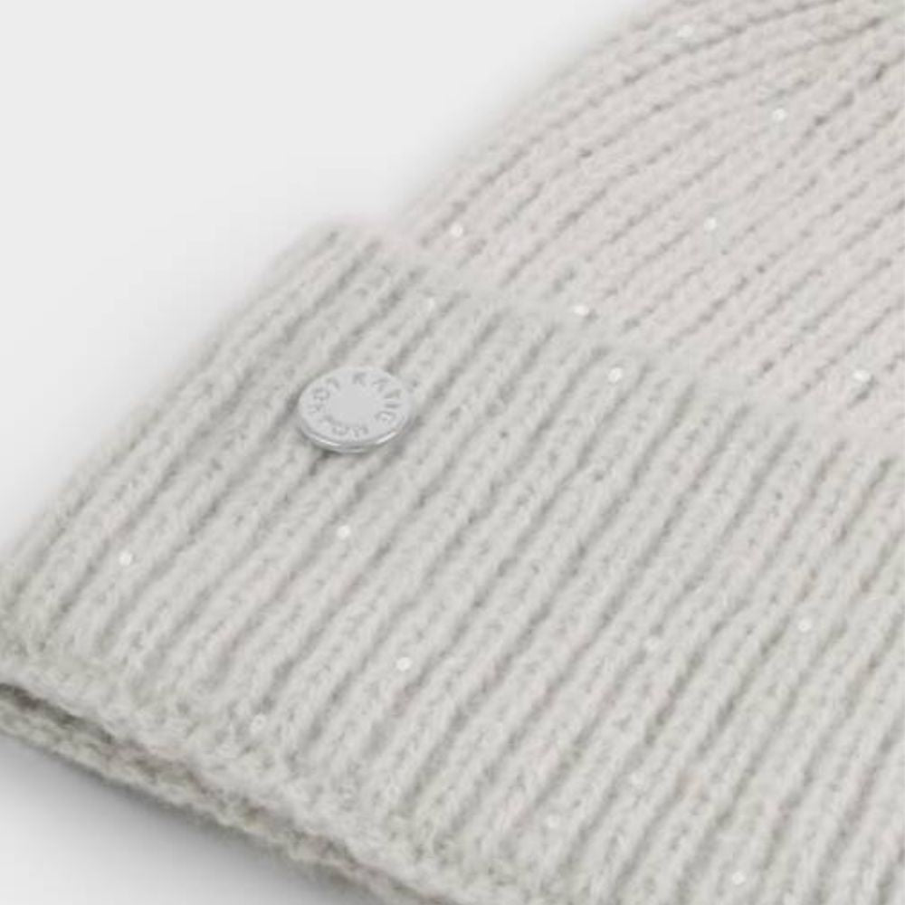 Katie Loxton Pale Grey Sequin Pom Pom Hat