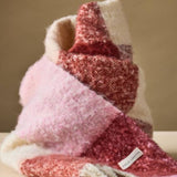 Katie Loxton Pink & Burgandy Recycled Checked Tassel Scarf