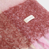 Katie Loxton Pink & Burgandy Recycled Checked Tassel Scarf