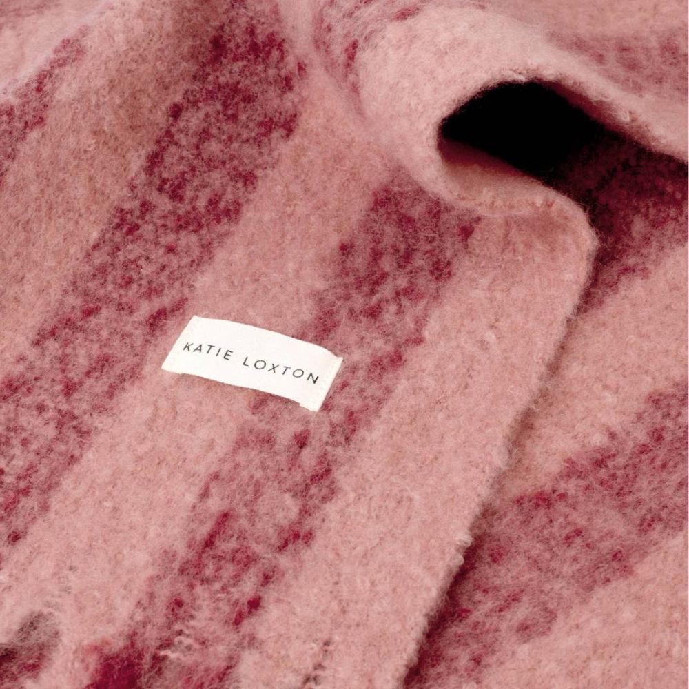 Katie Loxton Recycled Striped Tassel Scarf - Pink