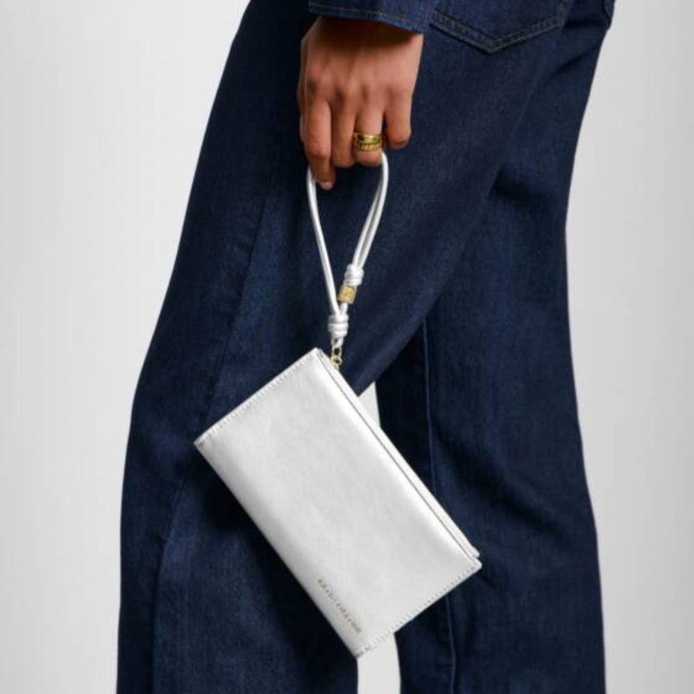 Katie Loxton Silver Arden Large Braided Wristlet Purse