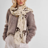 Katie Loxton Snake Printed Foil Scarf - Sand/Taupe/Gold