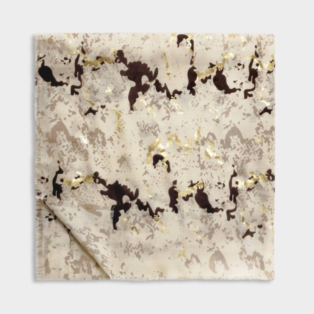 Katie Loxton Snake Printed Foil Scarf - Sand/Taupe/Gold