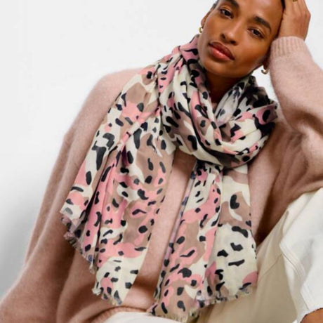 Katie Loxton Soft Taupe, Blush Pink & Brown Tortoiseshell Printed Scarf